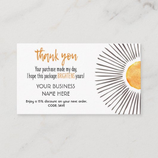 Merci , petit carte de visite, insertion de colis (Devant)