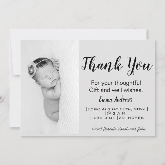 Merci photo bébé Faire-part de naissance (Devant)