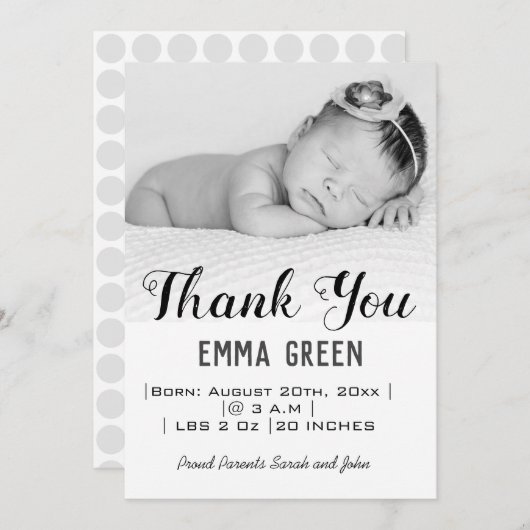 Merci photo bébé Faire-part de naissance (Devant / Derrière)