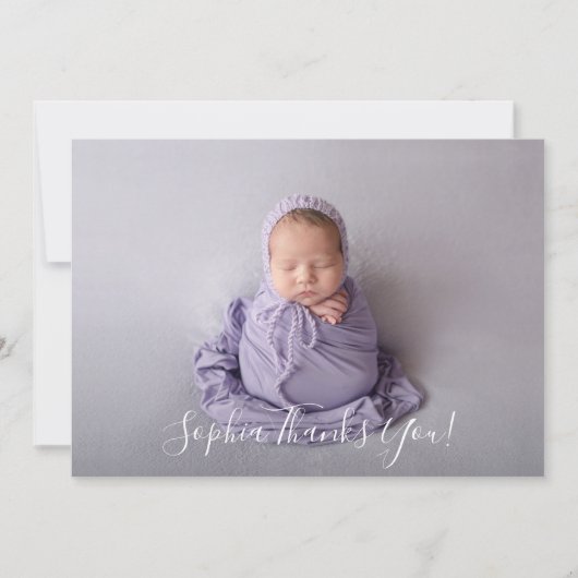 Merci photo bébé simple Faire-part de script (Devant)