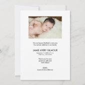 Merci photo bébé simple Script de naissance (Dos)