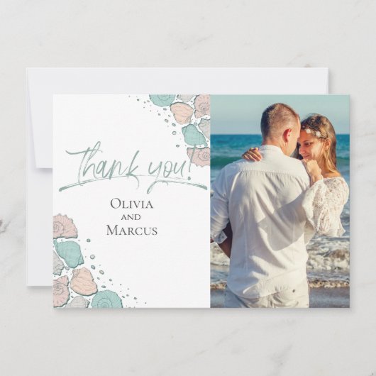 Merci photo | Coquillages de plage Corail Turquois (Devant)