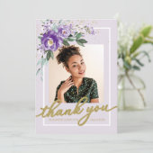 Merci photo de graduation florale de lavande viole (Debout devant)
