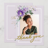 Merci photo de graduation florale de lavande viole (Devant / Derrière)