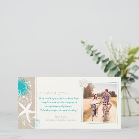 Merci photo de la fête du mariage d'été de plage (Debout devant)