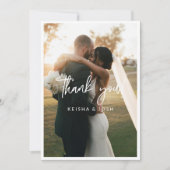 Merci photo de Mariage de script blanc moderne (Devant)