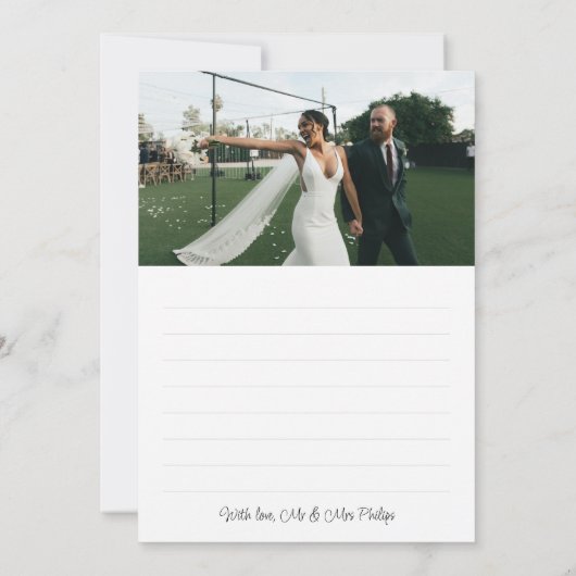 Merci photo de Mariage de script blanc romantique (Dos)