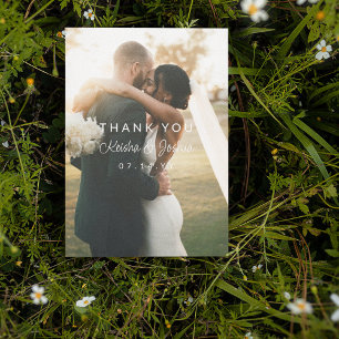 Merci photo de Mariage de script blanc romantique