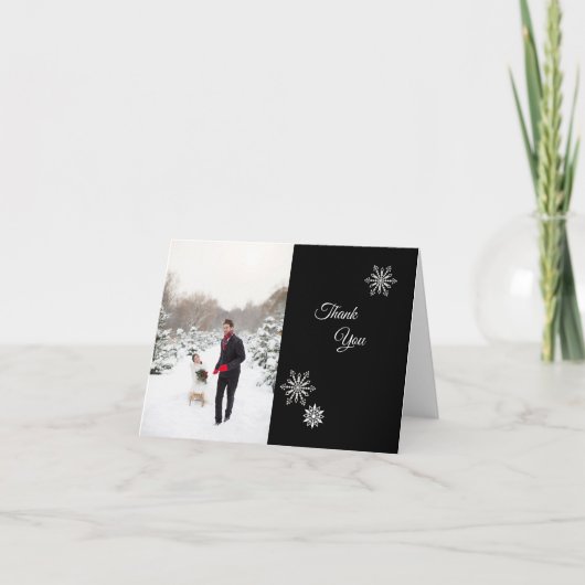 Merci photo de mariage noir et blanc d'hiver (Devant)
