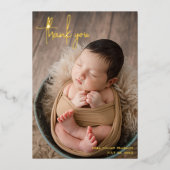 Merci photo de script moderne Faire-part de naissa (Recto)