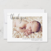 Merci photo Elegant Script Faire-part de naissance (Devant)