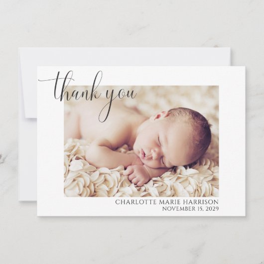 Merci photo Elegant Script Faire-part de naissance (Devant)