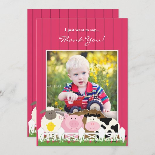 Merci Photo Farm Flat Invitation (Devant / Derrière)