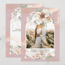 Merci photo floral en laiton Dusty Rose Pampas