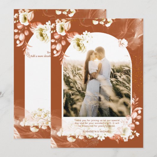 Merci photo floral en terre cuite moderne (Devant / Derrière)