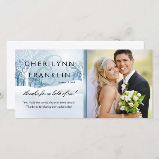 Merci photo hiver neige bleu glace (Devant / Derrière)