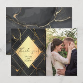 MERCI | PHOTO Marbre noir et or élégant (Devant / Derrière)