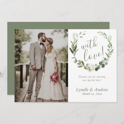 Merci photo mariage avec noms (Devant / Derrière)