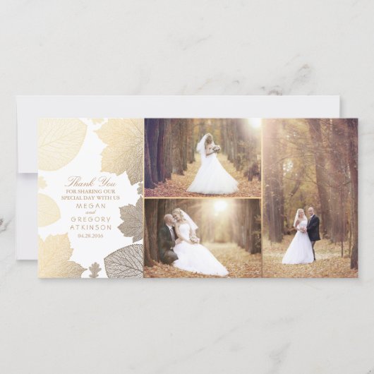 Merci photo Mariage blanc Gold Fall Leaves (Devant)