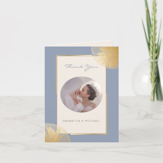 Merci photo Mariage bleu élégant (Devant)