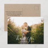 Merci photo mariage | Carte postale élégante Scrip (Devant / Derrière)