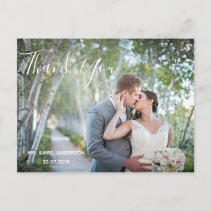 Merci photo mariage Carte postale élégante Scrip