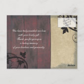 Merci Photo Mariage Carte postale Rustic Barne (Dos)