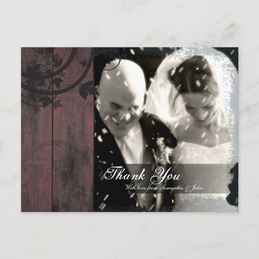 Merci Photo Mariage Carte postale Rustic Barne (Devant)