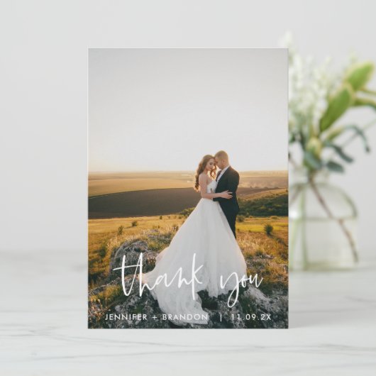Merci photo Mariage classique à script simple (Debout devant)