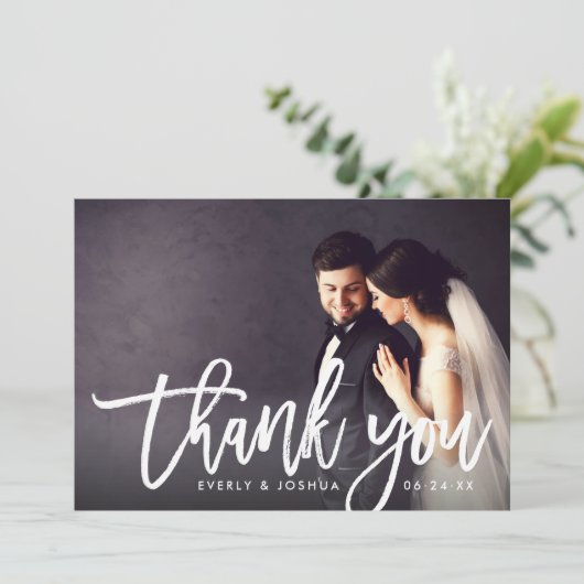 Merci photo Mariage de script brossé moderne (Debout devant)