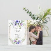 Merci photo mariage | Floral d'anémone violet (Debout devant)