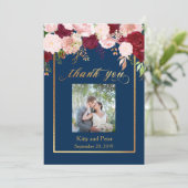Merci Photo Mariage Floral Marine Burgundy Gold (Debout devant)