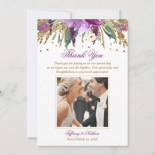 Merci photo Mariage Floral Sparkling Amethyst (Devant)