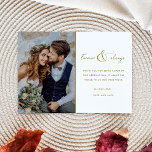 Merci photo Mariage pour toujours et toujours or<br><div class="desc">Script Gold "Forever et toujours" design mariage carte de remerciements avec votre photo de mariage préférée. Merci à votre famille et à vos amis d'avoir fait partie de votre célébration mariage avec ces cartes de remerciements photo customisées.</div>