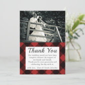 Merci photo Mariage rustique plaqué Tartan rouge (Debout devant)