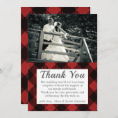 Merci photo Mariage rustique plaqué Tartan rouge (Devant / Derrière)