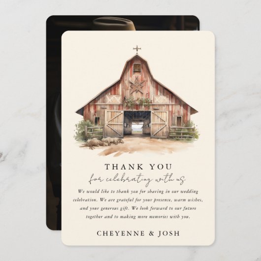 Merci photo Mariage Western Modern Rustic (Devant / Derrière)