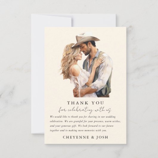 Merci photo Mariage Western Modern Rustic (Devant)