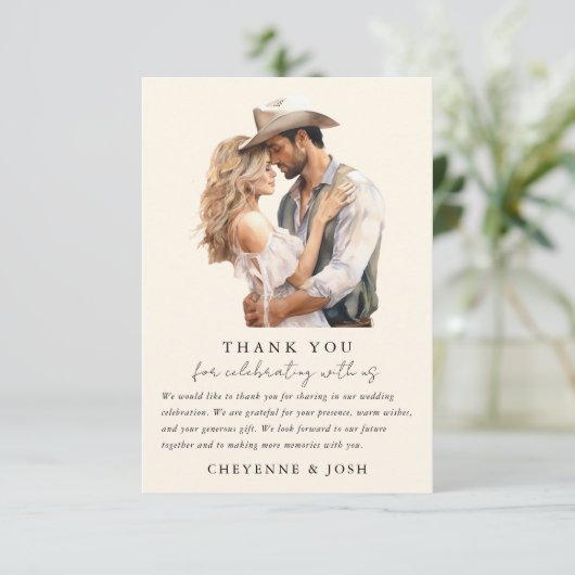 Merci photo Mariage Western Modern Rustic (Debout devant)