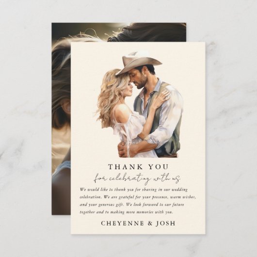 Merci photo Mariage Western Modern Rustic (Devant / Derrière)