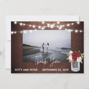 Merci Photo Mariage Wood Burgundy Mason Jar