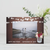 Merci Photo Mariage Wood Burgundy Mason Jar (Debout devant)