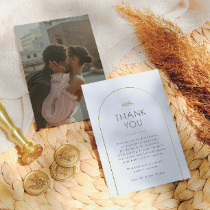 Merci photo minimaliste Mariage d'arc or