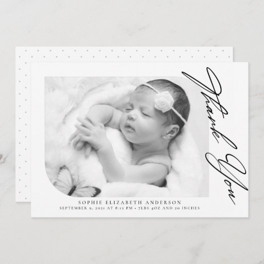 Merci photo minimaliste pour bébé  (Devant / Derrière)