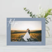 Merci photo moderne Lettré à la main bleu Dusty (Debout devant)