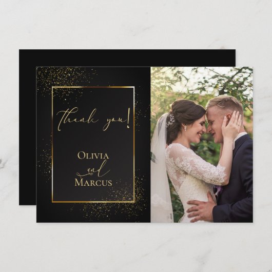 MERCI | PHOTO Paillettes élégantes noires et or (Devant / Derrière)