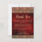 Merci photo personnalisé Rouge Or Rustique dentell (Devant)