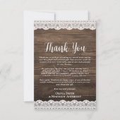 Merci photo personnalisé Rustique Blanche dentelle (Devant)