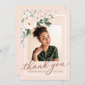 Merci photo Pink Blush Floral Graduation (Devant / Derrière)