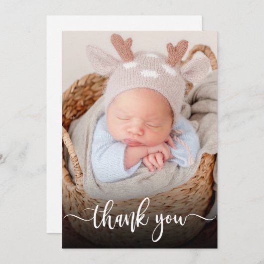 Merci photo pour bébé nouveau-né à script simple e (Devant / Derrière)